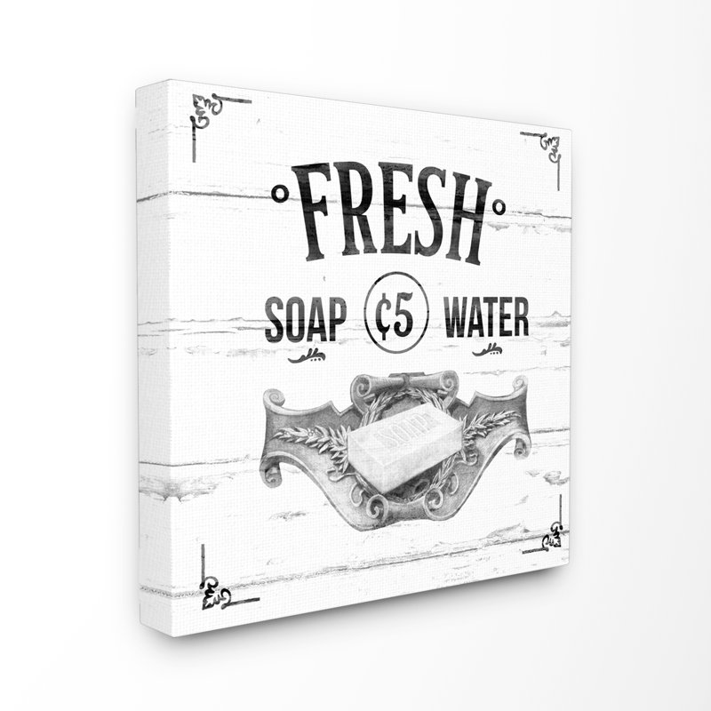«Fresh Soap Bathroom Rustic Gray», reproduction d'art textuel, Toile tendue, H 24 po x l 24 po x P 1,5 po