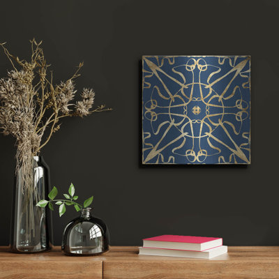  «Motif on Blue 6» par Alonzo Saunders, art mural en métal, 12 po x 12 po