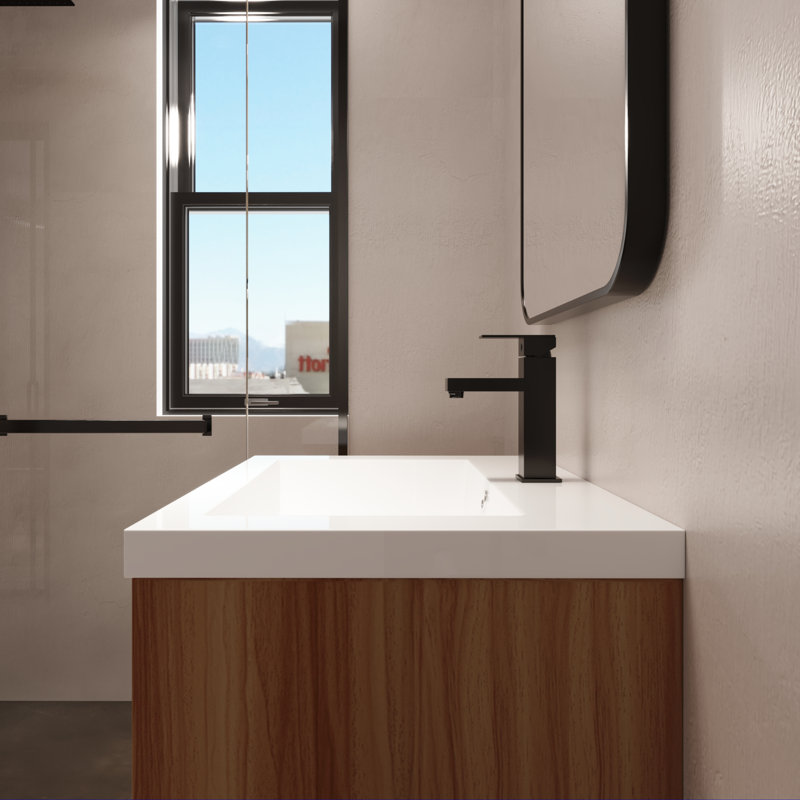 Fallsbrook Bathroom Vanity with Top, Matte Black, Beige