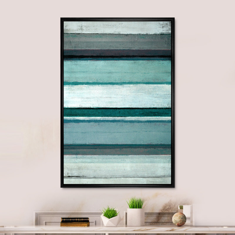Art moderne gris et bleu II 2FL47724, Cadre noir, H 20 po x l 12 po x P 1 po