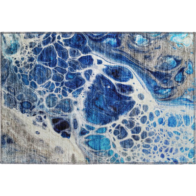 Premium Machine Washable Prisco Navy Rug