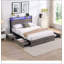 Base de lit en métal durable avec tête de lit et station de charge intégrée, parfaite pour les chambres à coucher modernes et l'organisation efficace.-1557517895