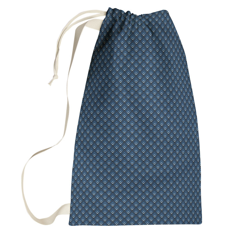 Sac à linge géométrique, Petit (H 64 po x l 20 po x P 1,5 po), Noir / Bleu