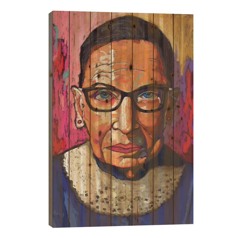 «Phiona Ruth Bader Ginsburg On Wood» par David Hinds, reproduction, H 40 po x l 26 po x P 1,5 po