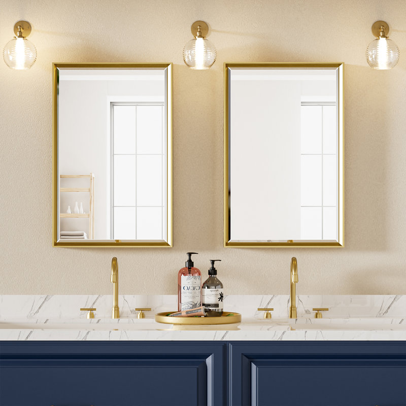 Miroir de salle de bain mural Lohoski, Or, 30 po x 22 po