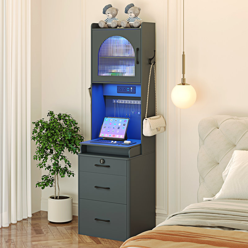 Dressing Table with Mirror, Grey