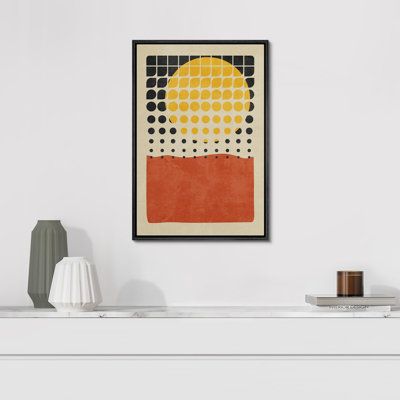 Motif de points géométriques quadrillés de soleil mid-century, impression sur toile