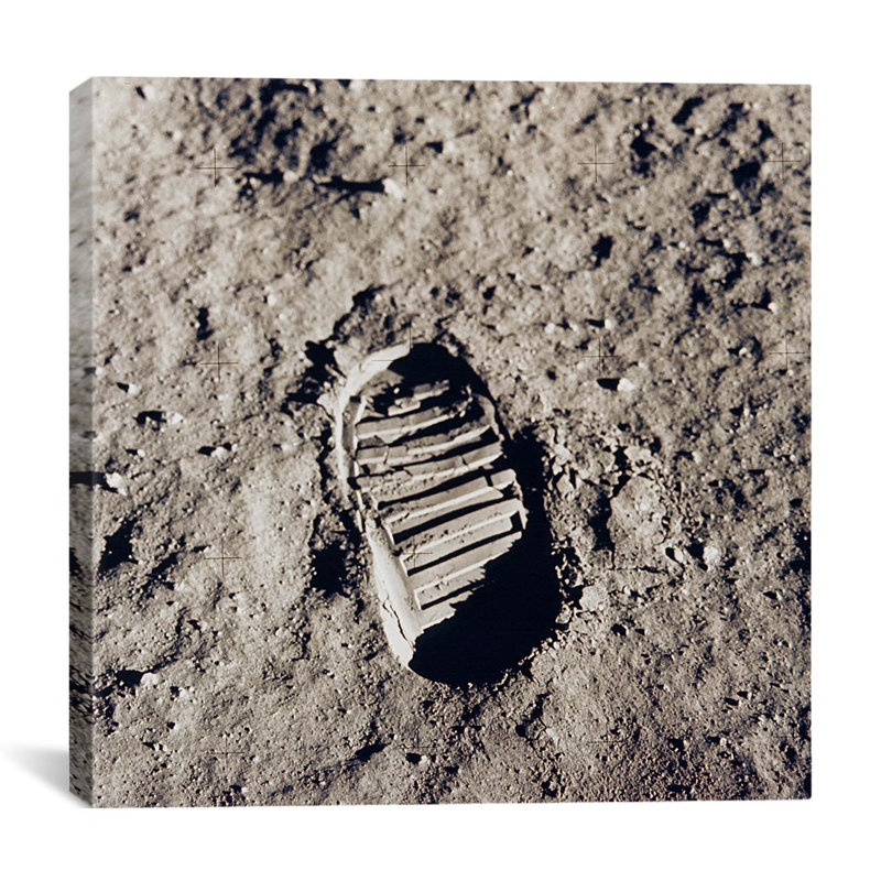 « apollo 11 bootprint » par bourdonnement aldrin, reproduction de photo sur toile, H 37 po x l 37 po x P 0,75 po