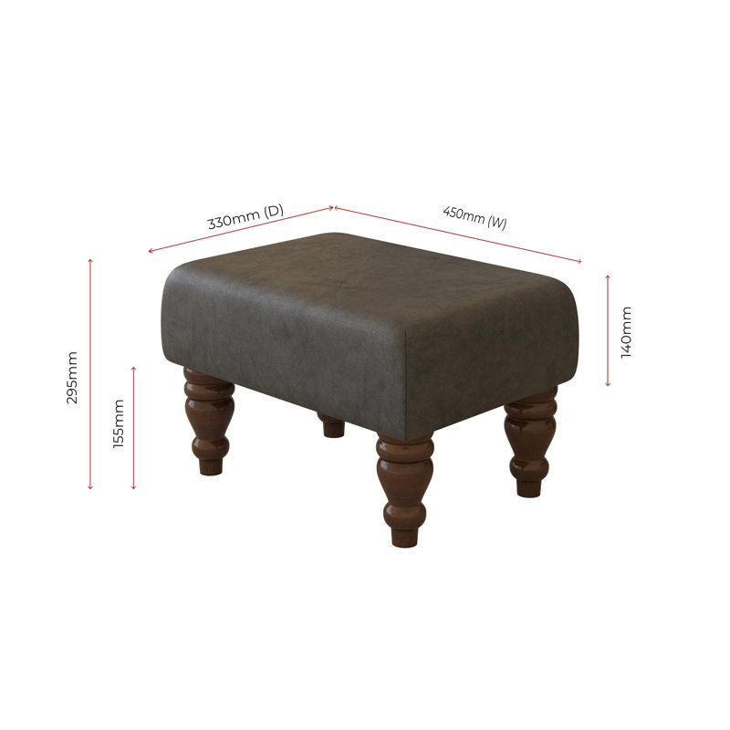 Large Footstools Wood Turned Leg , Mahogany, Graphite Grey, Italian Leather