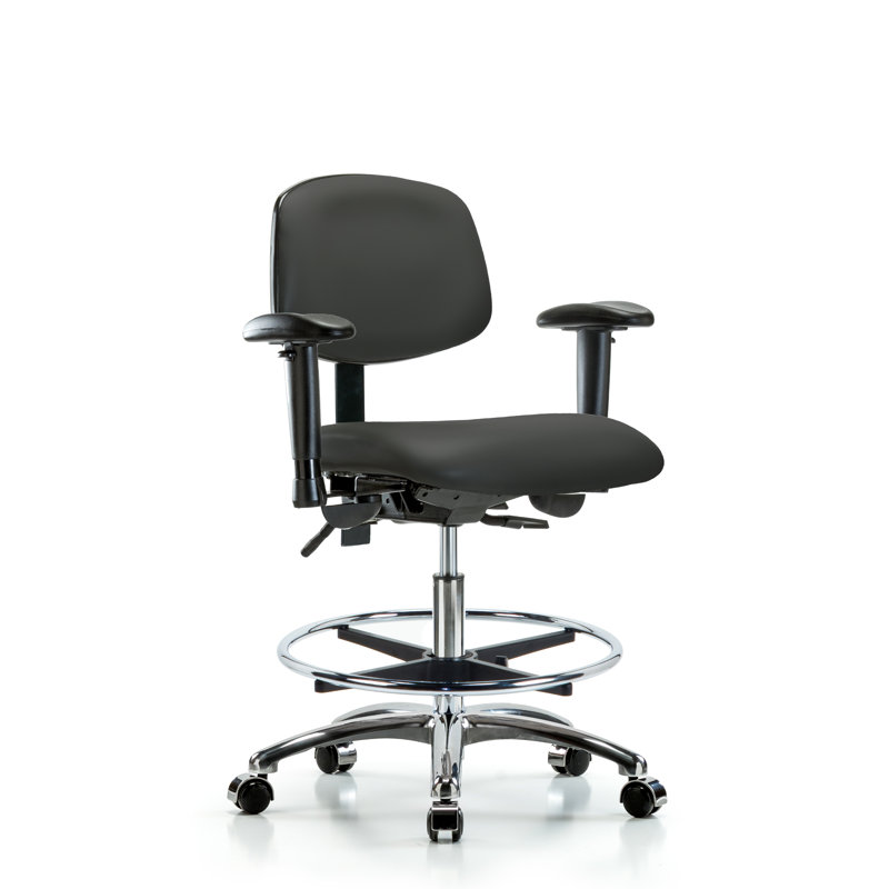Aliya Vinyl Drafting Chair, Charcoal, Glides, Included