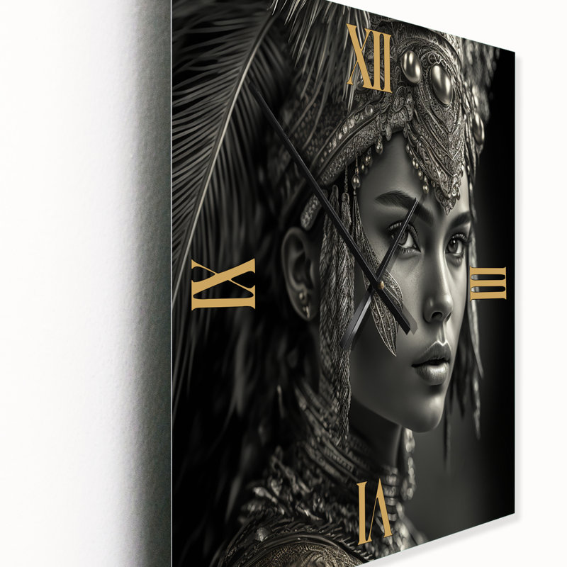 Horloge murale bohémienne noire et blanche V - Boho, H 28 po x l 12 po x P 1 po