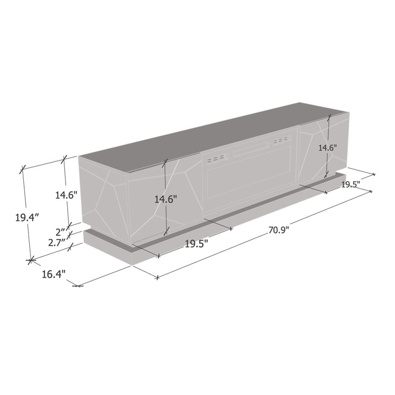 70.9" Modern TV Stand with Electric Fireplace, High Gloss Finish, Media Storage, White