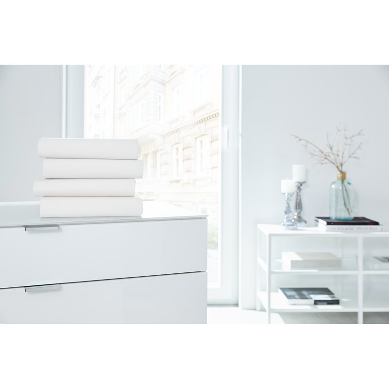 Cotton Blend Jersey Knit Fitted Sheet, 90 - 100cm x 200 - 220cm, White