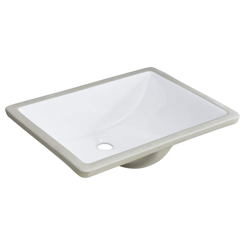 Lavabo de salle de bain rectangulaire blanc encastré avec trop-plein