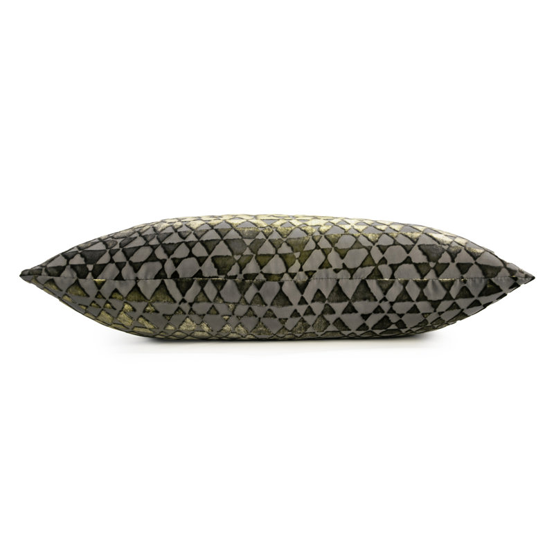 Triangles Square Velvet Pillow Cover & Insert, Oregano, 20" x 20"