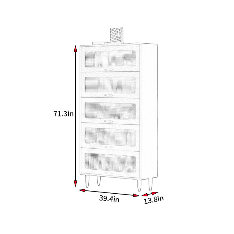 Demecio, (5 tablettes) H 71,3 po x l 39,4 po x P 13,8 po