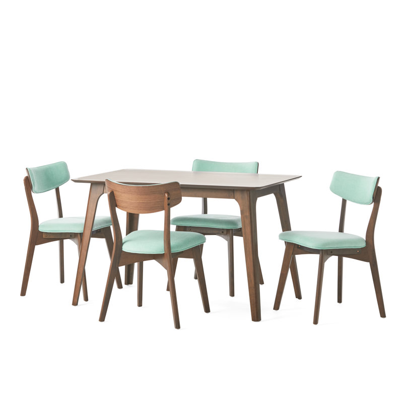 Andrew 4 - Person Four Leg Base Dining Set, Natural Walnut, Mint