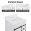 Meuble-lavabo simple 24 po avec lavabo, meuble-lavabo de ferme avec comptoir en céramique et porte de grange coulissante, 2 tiroirs, blanc
