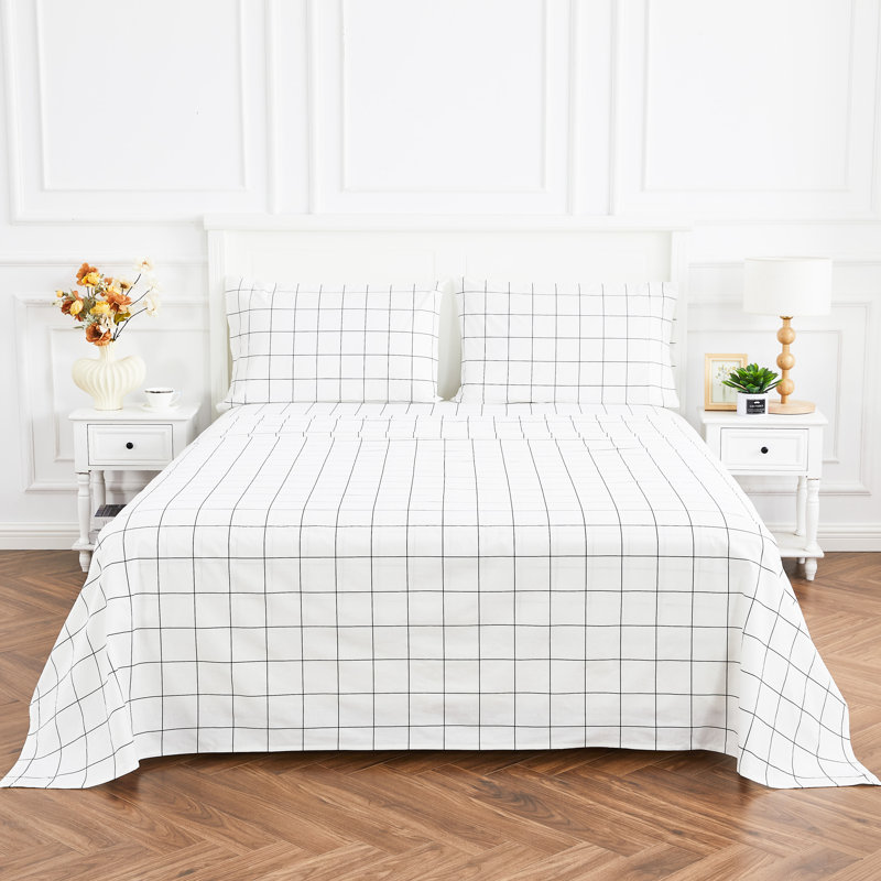Ensemble de draps T200, Noir, Ensemble de draps pour lit double avec 2 taies d'o