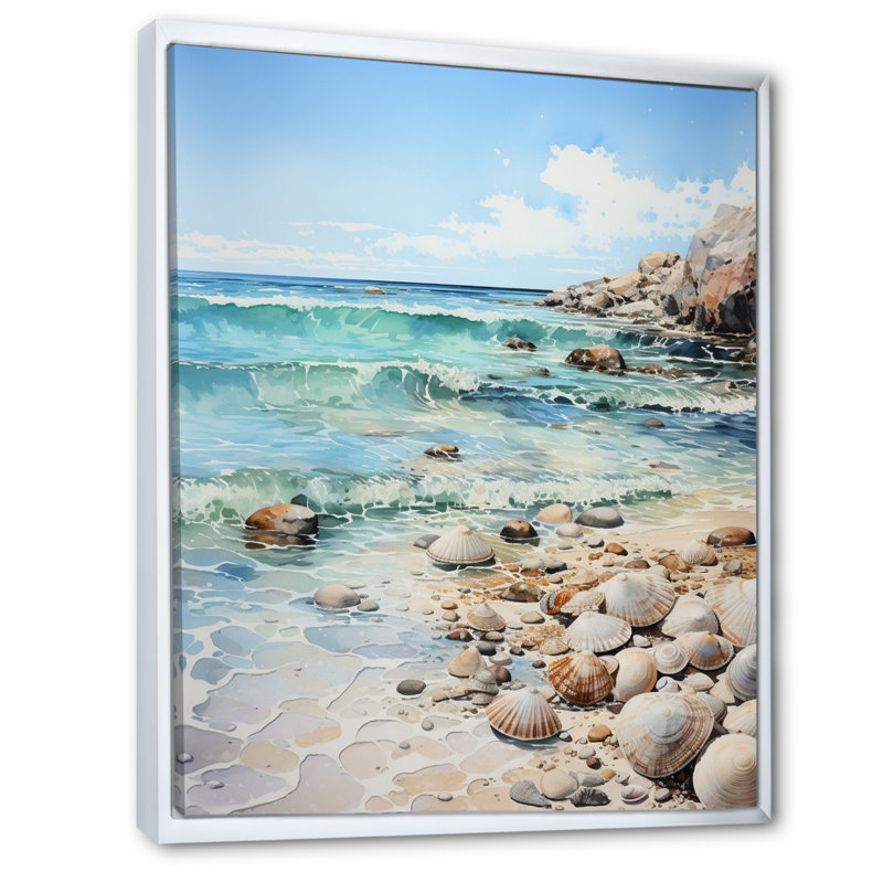 «Beach Photo Tranquil Tide VII» - Reproduction d'art nautique et plage, Cadre flottant blanc, H 40 po x l 30 po x P 1,5 po