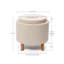 Pouf de rangement rond de 42 cm de haut avec couvercle amovible et pieds en bois massif