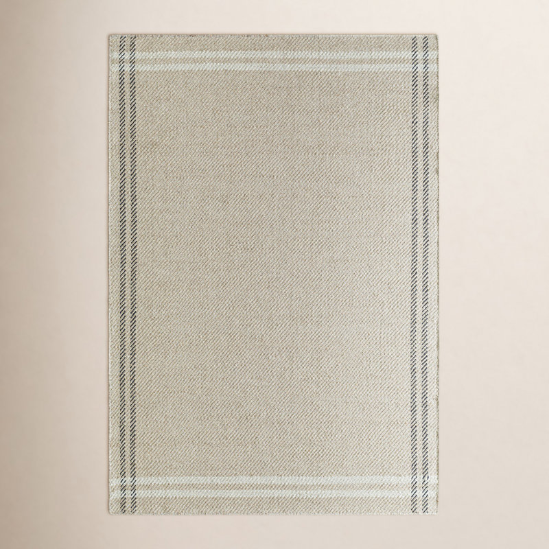 Lavande Wool Area Rug in Ivory/Black/Beige, Rectangle 8'10" x 12'