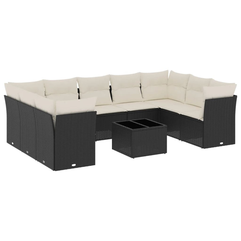 Vidaxl Garden Sofa Set Black, Cream White
