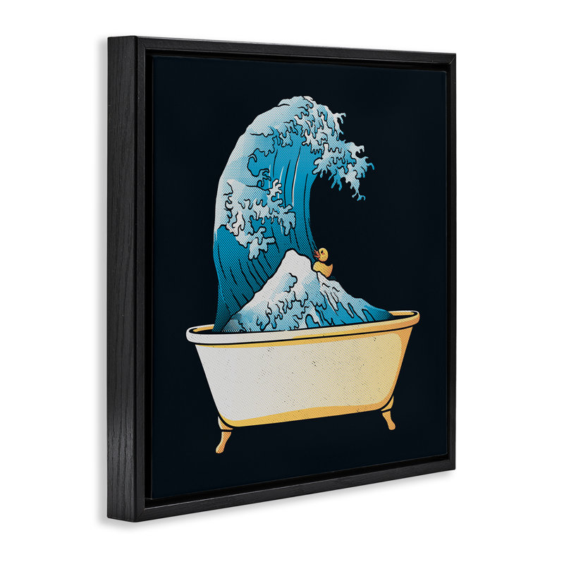 Baignoire avec cadre flottant Kanagawa Wave, design par Tobe Fonseca, H 18 po x l 18 po, Cadre flottant noir de jais