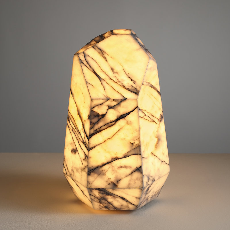 Lampe de table en placage de marbre lilas turc Artsolute 