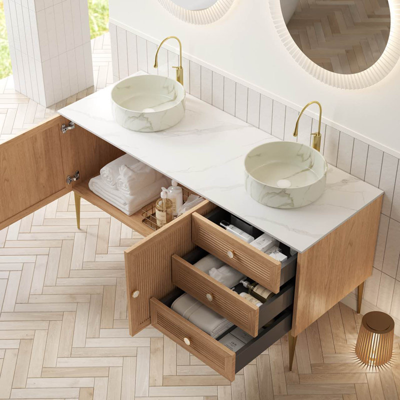 Meuble-lavabo autoportant en contreplaqué Munin