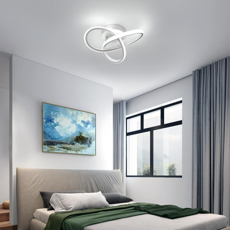 Desmine Light LED Semi Flush Mount Ceiling Light Fixture, White, 6500K