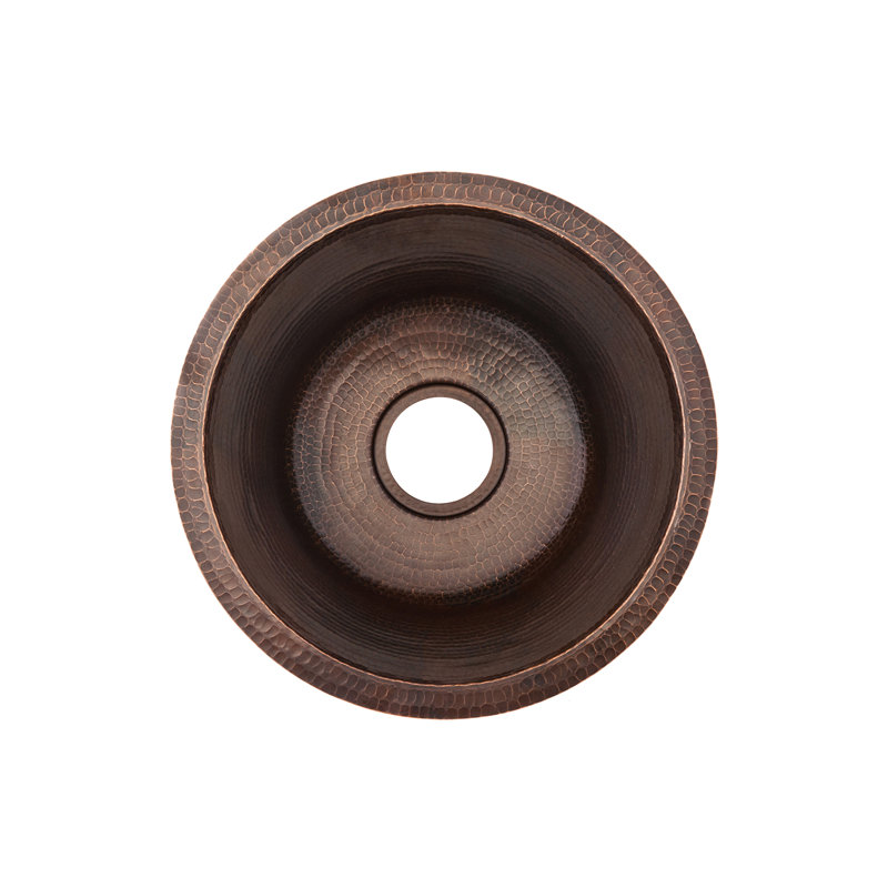 17" Large Round Hammered Copper Bar/Prep Sink