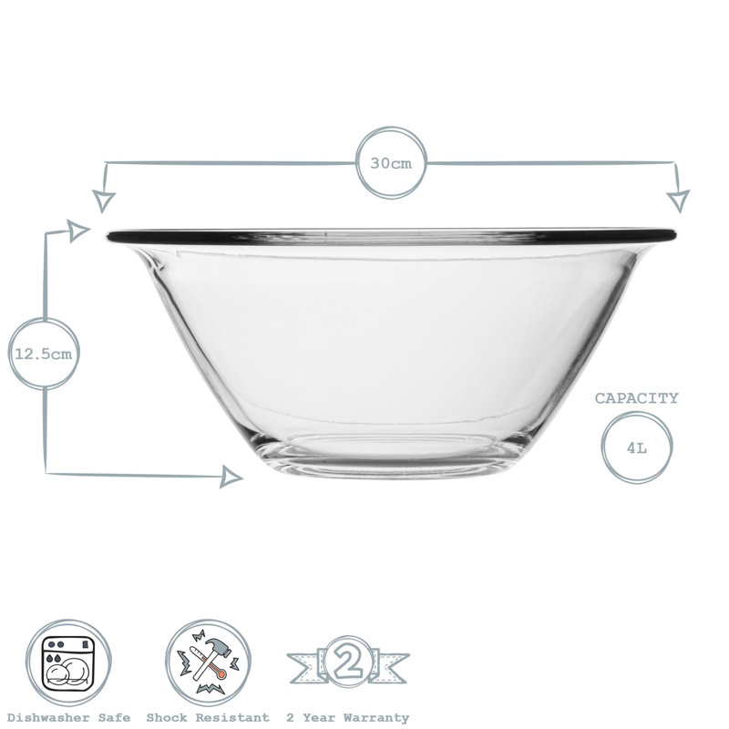 Mr Chef Glass Nesting Mixing Bowl, 22cm Diameter