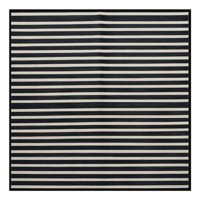 Washable Dark Slate White Striped Area Rug