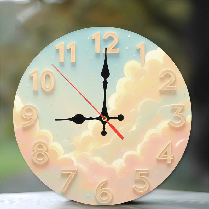 Horloge avec chiffres et nuages pastel