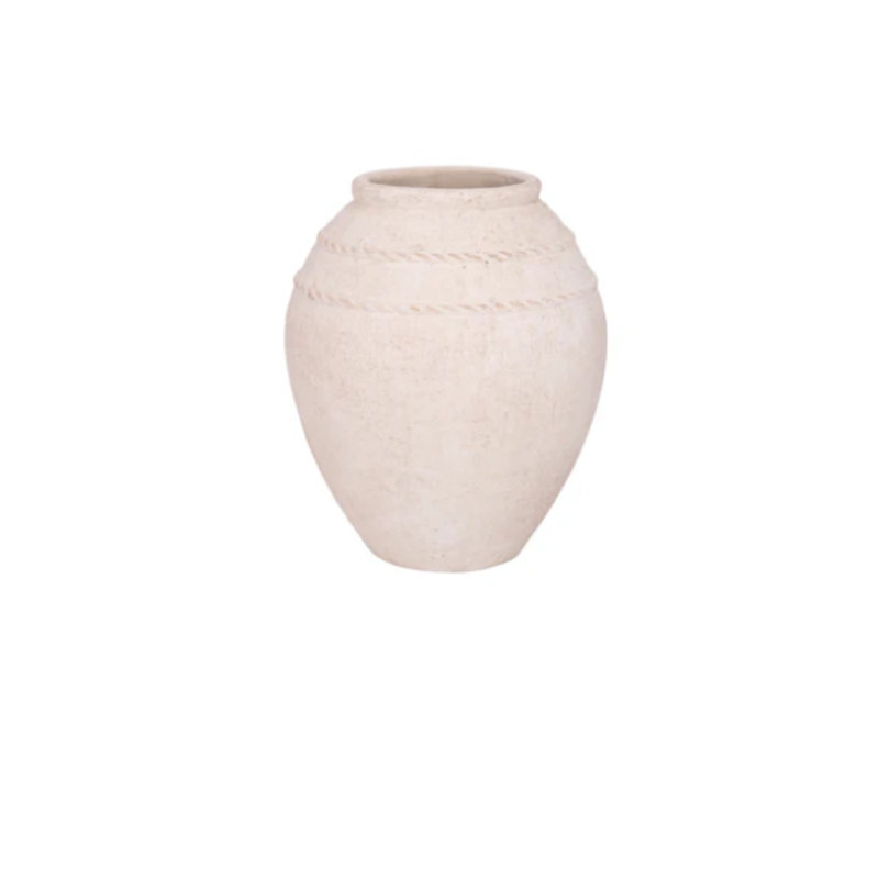 Vase en pierre grand fini blanc cassé