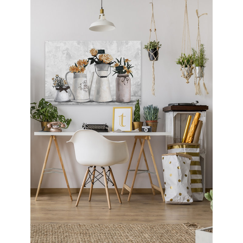 Classy Flowers - Wrapped Canvas Painting, 45cm H x 66cm W x 2cm D