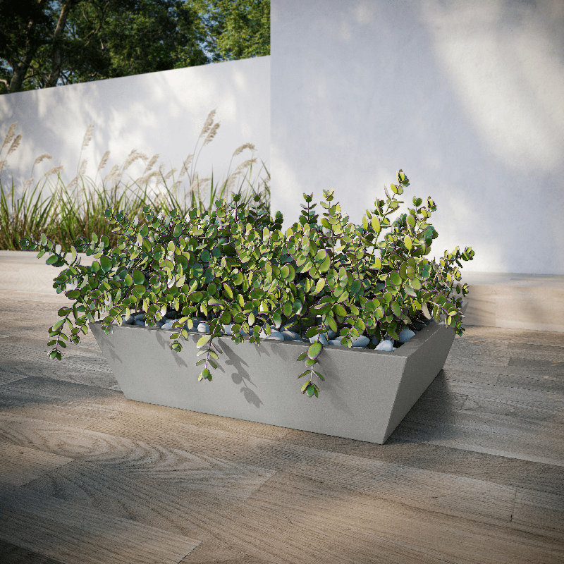 Newport Shallow Concrete Planter , Dover Blue, 6" H x 24" W x 24" D