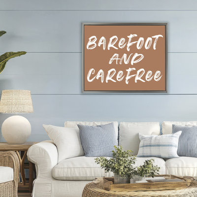 Cadre flottant pieds nus et sans souci brun, design avec lettres et doublure