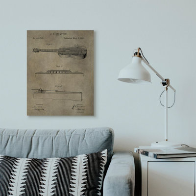 «Vernis Vintage Guitare Texture Design», impression sur toile