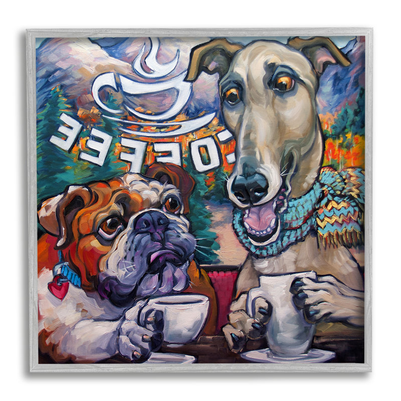 Chiens au café par CR Townsend, Estampe numérique Farmhouse, H 17 po x l 17 po x P 1,5 po