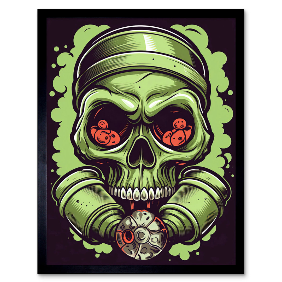 Cactier Skull Gas Mask Old School USA Tattoo Ink Body Rockabilly 50s - Single Picture Frame Print