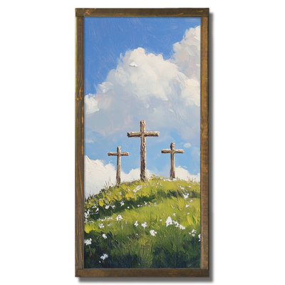 Cross Cross Trio, plaque de bois encadrée