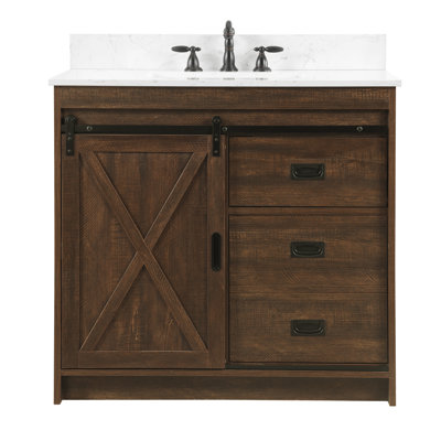 Jillian 36'' Single Bathroom Vanity with Engineered Stone Top