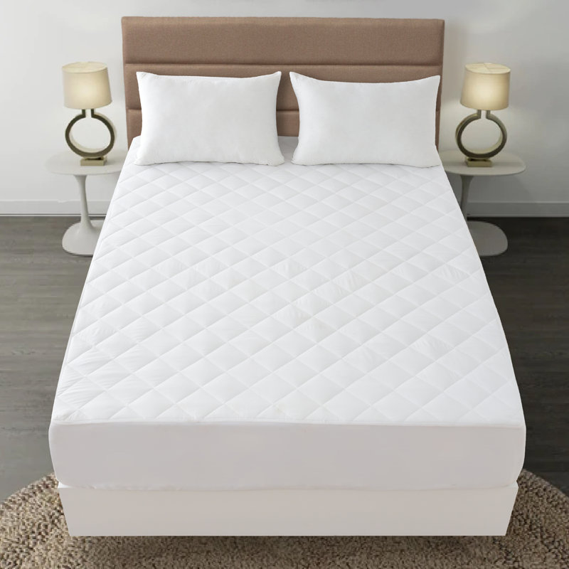 Protège-matelas matelassé et imperméable en polyester matelassé jusqu'à 16 pouces de profondeur, Double, Blanc