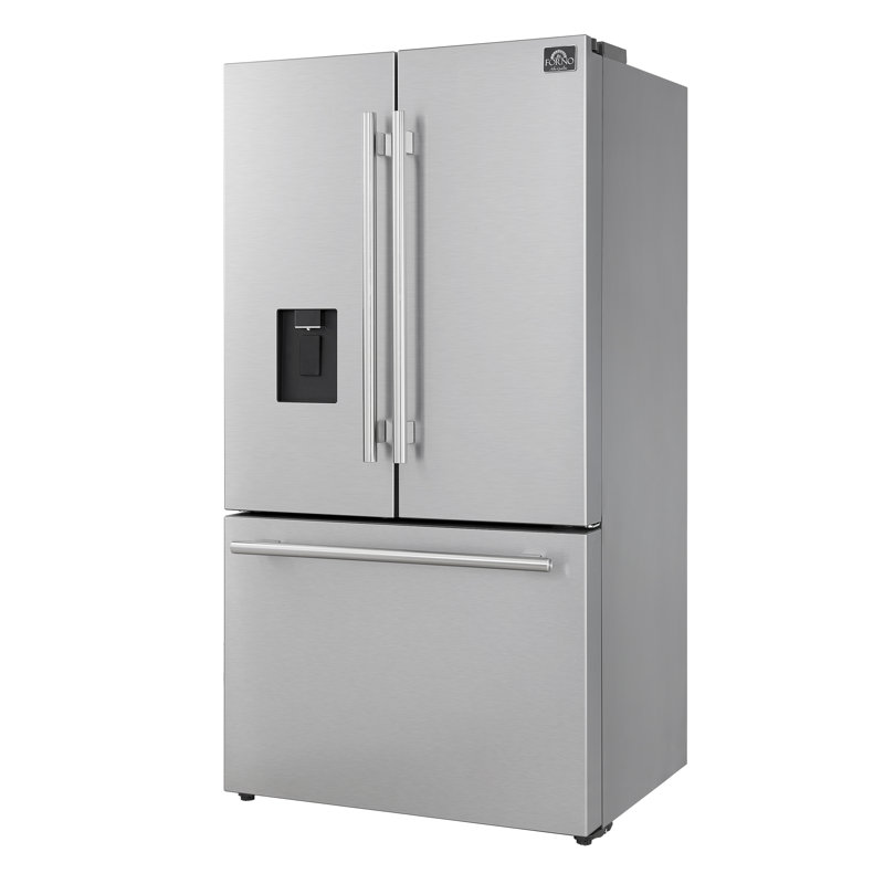 Forno Aosta 36" Stainless Steel French Door Refrigerator, 22.4 cu.ft. Water dispenser & Ice Maker