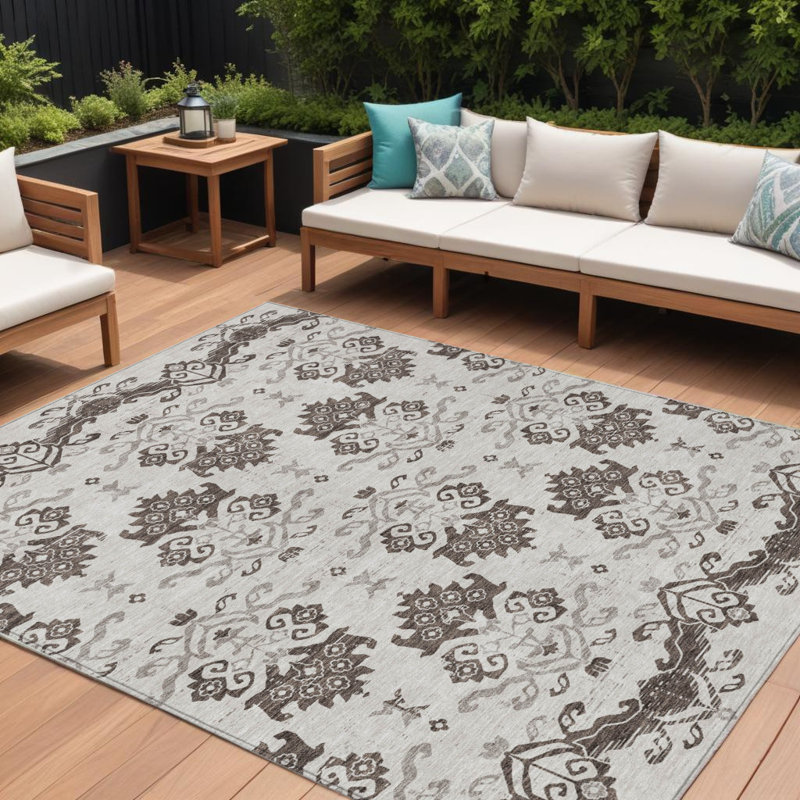 Tapis d'intérieur lavable taupe et oriental 9 'X 12'