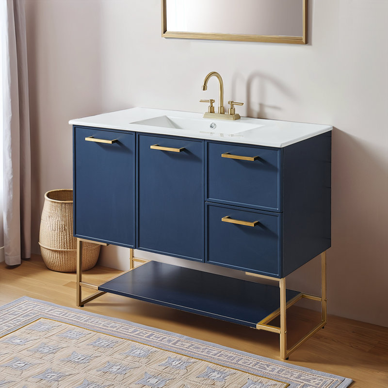 36'' Bule Modern Free-Standing Single Bathroom Vanity Set