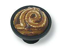 (Paquet de 5) Bouton de tourbillon de 3/8 po, terre d'ombre et crème avec base noire plate