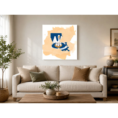 «Louisiana State Map Watercolor», art mural sur toile carrée